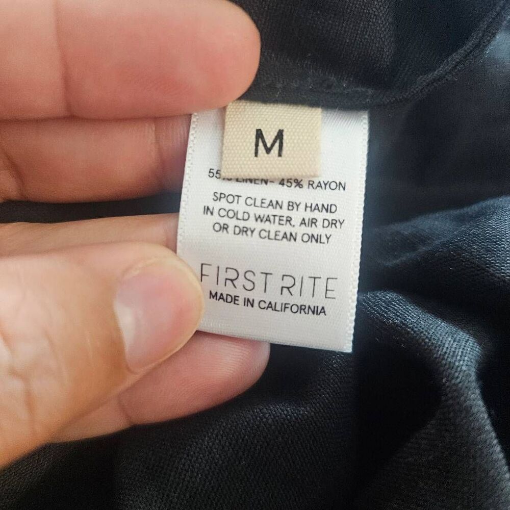 First Rite Black Linen Cardigan Button Front Pockets - Picture 9 of 10